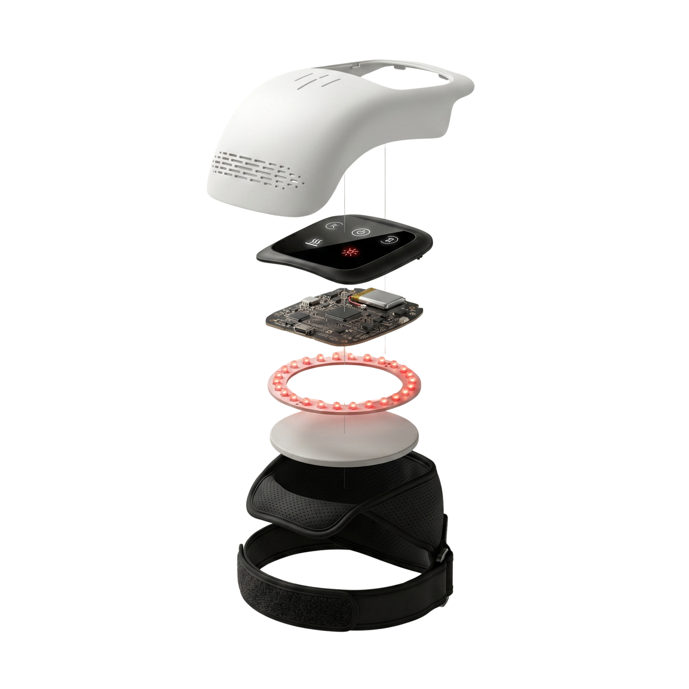 Good Knee device exploded view showing internal components